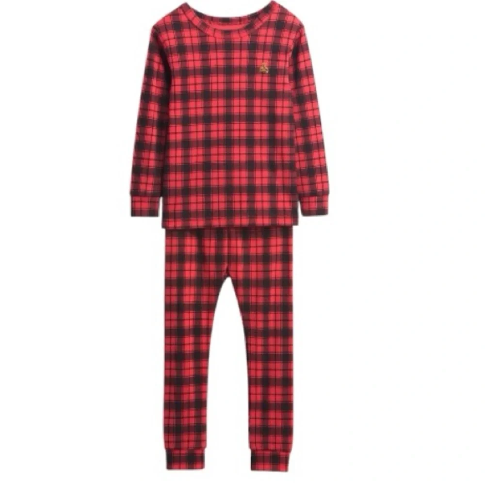 GAP Children Organic Kids Holiday Pajamas Set Cotton Size 12 Years Red-Black NEW